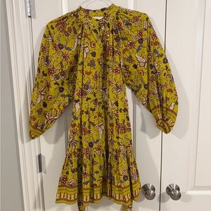 Cleobella Olive and Burgundy Patterned Dress